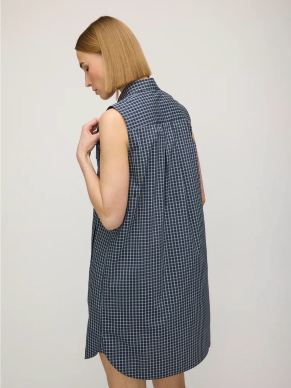 Kit + Ace  Navy & White Gingham Sleeveless Shirt Dress - Picture 3 of 9